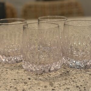 Crystal Old Fashioned Tumbler Set of 4 Whiskey Glass, Heavy Weighted - Pink Hue